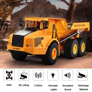 4WD RC Car 2.4G 6ch Dump Truck Engineering Construction Loading Dump Remote Control Truck RC Trailer Model Toys for Kids Gifts