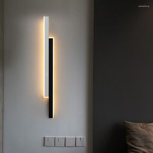 Vägglampan minimalistisk LED vit svart metall för vardagsrum sovrum el gångbelysning 3 färgtemperatur dimning