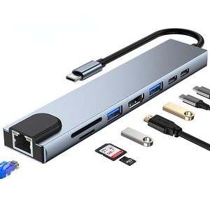 Hubs Laptop Docking Station USB C Hub obsługuje typ C do 10/100m RJ45 i 4K HDMIcompatible dopasowanie do MacBooka Air/Pro 2020 2021 2022