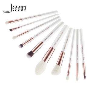 Pinsel Jessup Pinsel 10-teiliges professionelles Make-up-Pinsel-Set, Perlweiß/Roségold, Naturborsten, Make-up-Pinsel, Definierer, Shader, T223