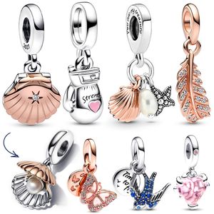 925 Sterling Silver Superence Charm Sea Shell Treatment of Freshwater Training Pendant Pandora Bracelet S925 Silver Jewelry Gift Free