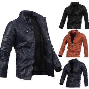 Herren-Lederjacke für Biker im Distressed-Look, echtes Lammfell, hochwertiges Material, Parka-Jacke für Herren