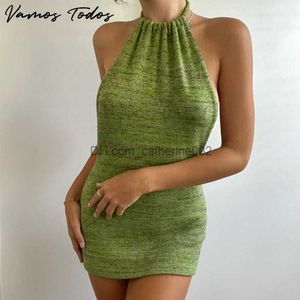 Party Dresses Vamos Todos 2021 Summer Backless Woman Dress Neckmonterade eleganta klänningar för kvinnor Casual Party Bodycon Sexig Vestido Feminino T230531