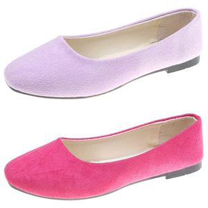 Fashionable candy colored flat bottomed work shoes red pink comfortable suede cloth faced women's shoes, student shoes