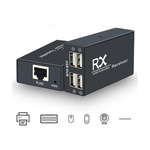 Hubs USB 120m Extender Adapter 4 Port USB 2.0 Hub über CAT 5E/6 Ethernet UTP -Erweiterung POC RJ45 LAN -Kabelmetall -Senderempfänger