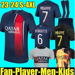 22 23 24 PsGs MBAPPE soccer jerseys 2023 2024 WIJNALDUM SERGIO RAMOS HAKIMI fourth Maillots de football VERRATTI 4TH shirt Men kids Full Kits
