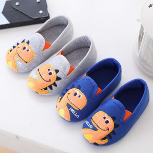 Slipper Autumn Winter Boys Cotton Fabric Home Shoes Children Cute Dinosaur Floor Slippers Kids Anti-slip Sock Shoes Indoor Warm Slippers 230530