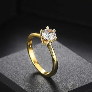 Band Rings Wedding Rings For Women Classic 1 AAA Zircon Light Gold Color Engagement Anniversary Ring Jewelry Wholesale R174 J230531