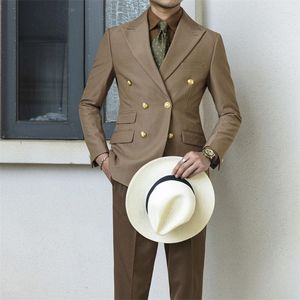 Erkek Suit 2023 Erkek Moda Takım İki Parça Set Blazer Erkek Çifte Breasted Uzun Kollu Slim Fit Sıradan İş Ceket Üstleri H202