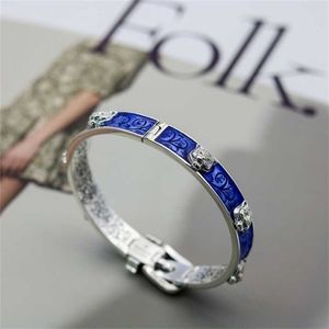 20% off 2023 New designer jewelry bracelet necklace ring Qi personality blue enamel head interlocking belt couple Bracelet