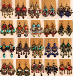 Madamflicka högkvalitativ vintage smycken örhängen kristall ädelsten tofsar långa örhängen för kvinnor svänger om hängande örhängen