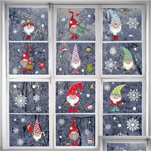 Decorazioni natalizie Adesivi murali allegri Babbo Natale Alce Vetro per finestre Ornamenti per la casa Natale Capodanno 2021 Consegna a goccia Giardino Parte festiva Dhifb