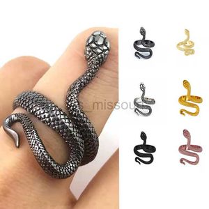 Band Rings Snake Ring Retro Punk for Men Women Exaggerated Antique Siver Color Fashion Personality Stereoscopic Opening Adjustable Rings J230531