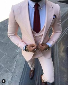 Abiti da uomo Bello Scialle rosa Risvolto Prom da sposa Uomo Smoking da sposo con un bottone Terno Masculino Costume Homme Blazer slim fit 3 pezzi