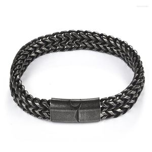 Pulseiras de link jiayiqi Única pulseira de pulseira de dupla cadeia masculina de traços magnéticos retrô acessórios de joalheria masculina