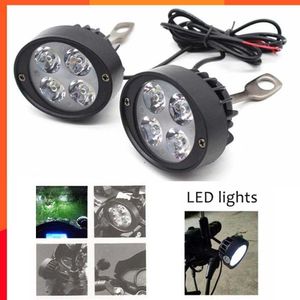 New 2Pcs LED Motorcycle Headlight Mirror Mount Driving Fog Spot Head Light Spotlight Lamp WIth 1Pc Switch Car