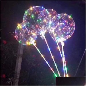 Party Decoration Led Bobo Balloon With 31.5Inch Stick String Light Christmas Halloween Wedding Birthday Balloons Drop Delivery Home Dhdov