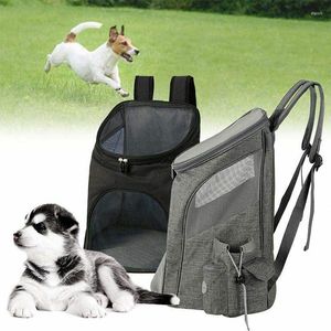 Capas para assento de carro para cães ao ar livre bolsa respirável malha mochila portátil dobrável para viagem para animais de estimação dupla para transporte frontal