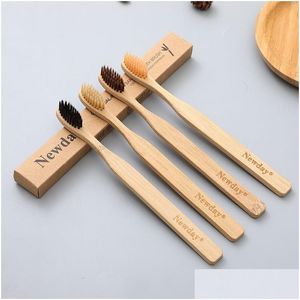 Other Bath Toilet Supplies Bamboo Charcoal Toothbrush Eco Friendly Softbristle Tooth Brush Portable Oral Cleaning Teeth Whitening Dhbw3