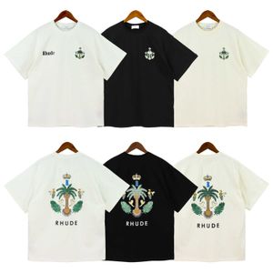 Luvtröjor herr Tröjor Coconut Tree Crown Mönster Rhude Män Dam T-shirt Oversized kortärmad T-shirt med TagsTRDF