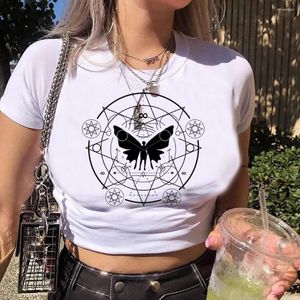 Damen T-Shirts Schmetterling 90er Jahre Ästhetik Goth Yk2 Crop Top Mädchen Vintage süße Kleidung