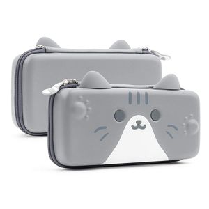 Sacos bonitos orelhas de gato estojo de transporte compatível com nintendo switch/switch oled portátil casca dura grande capacidade saco de armazenamento de viagem