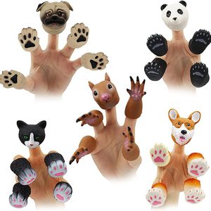 Puppets 1Set Children Finger Puppet Animals Squirrel Hand Story Game Cat Puppy Panda Dolls Toys For Gifts 230530