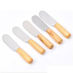 Cake Tools 10cm rostfritt stål spata smör grädde skrapa med trähandtag ostkniv kök verktyg bake gadget julklapp dh59p