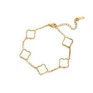 Дизайнерский браслет-браслет Клеверский браслет высококачественный классический 4/четыре листового клевера Клавер Очарование браслетов Цепь цепь 18K золотые раковины Женщины Женщины Женщины Подарки DHL
