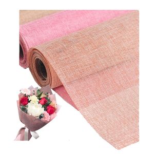 Packaging Paper 5 Yard Korean Style Colored Linen Flower Wrapping Paper Linen-like Filing Paper Floral Bouquet Gift Packaging Supplies 230530