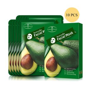 Face 10 Pieces Fruit Moisturizing Hydrate Avocado Facial Masks Shea Butter Extract AntiAging OilControl Whitening Face Mask