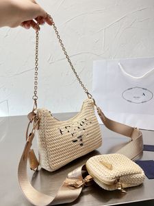 Letnia torba słomiana hobo designer na ramiona torby crossbody crossbody łańcuch łańcuchowa torba kompozytowa torebka z monety torebki torebki klatki piersiowej lady łańcuchy