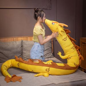 Oreillers en peluche Coussins Simulation Dragon Long Oreiller Câlins Mignon Serpent Jouet Doux Dessin Animé Cinq Couleurs Dinosaure En Peluche 220CM Coussin De Couchage Cadeau 230531