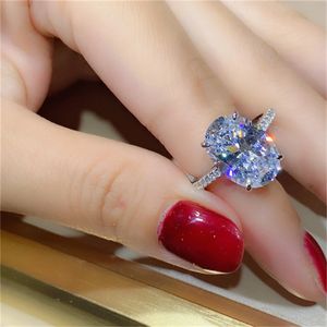 Luxus Oval Cut 3CT AAAAA Zirkon CZ Ring 100% Original Silberfarbe Engagement Ehering -Ringe für Frauen Party Schmuck