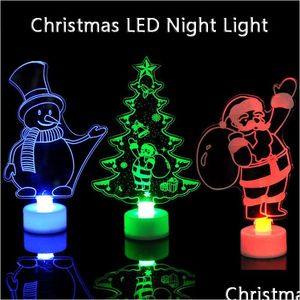 크리스마스 장식 LED 야간 조명 선물 창조적 인 색상 F 나무 눈사람 산타 클로스 램프 Xmas 홈 장식 DBC 드롭 배달 가드 DHMHT