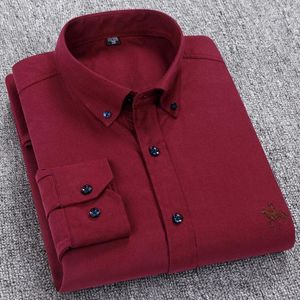 Men's Casual Shirts Embroidered Horse Pattern Button-Down Collar Long Sleeve Single-breasted Men Shirt Slim Fit Solid Color Business Dress