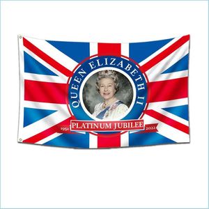 Banner Flags Queen Elizabeth Ii Platinums Jubilee Flag 2022 Union Jack The Queens 70 ° Anniversario British Souvenir Drop Delivery Ho Dhlpo