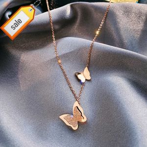 Fashion Double-layer Butterfly Necklace Jewelry Stainless Steel Women Necklaces For Engagement Accessories