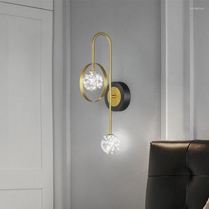 Lampade da parete Free Standing Floor Standard Modern Wood Lamp Glass Ball Candelabro