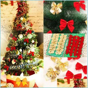 Diğer Festival Parti Malzemeleri Noel Ağacı Dekorasyonu için Çat Tie 12 PCS/Lot Kolye Baubles Moda Yeni Yıl Damlası Ev Ga Dhipf