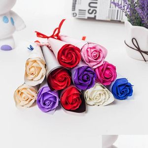 Faux Floral Greenery Plastic Flower Wedding Gift Mti Colors Singlebranched Rose Stylish Romantic Large With Packaging Box Dh0917 D Dhznl