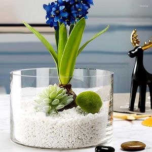 Вазы прозрачная цветочная ваза Акриловой короткий цилиндр для центральных цветочных композиций Home Decor Weddings вечеринки