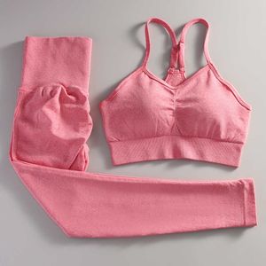 Trainingsanzüge 2023 2 stücke Weiß Yoga Frauen Hohe Taille Bein Nahtlose Leichtathletik Anzug Fitness Übung Set Gym Bekleidung mädchen Top P230531