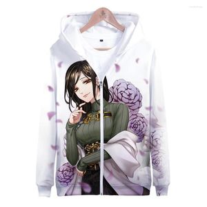 Hoodies femininos vtuber shirayuki tomoe 3d impressão férias de inverno estilo apaixonado homem/mulher streetwear zíper kawaii harajuku com capuz