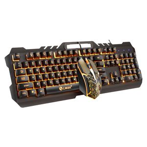 Combos Gaming-Tastatur und -Maus, kabelgebundene Tastatur mit Hintergrundbeleuchtung, Gamer-Kit, leises Gaming-Maus-Set für PC und Laptop