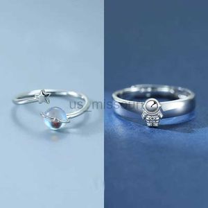 Band Rings 2st Par Astronaut Planet Ring Couples Accessories Spaceman Moon Ring Star Moon Ring for Lover Men Women Jewelry J230531