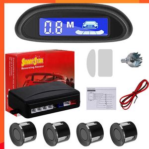 Omvänd radar för bilar LED Display Detector System Backlight Reverse Auto Parking Radar Monitor Parkeringssensor med 4 sensorer