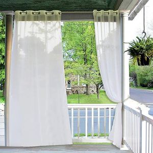 Vorhang, ein Panel, weiß, für den Außenbereich, wasserdicht, Fensterschutz, transparent, Terrassen-fertige Stoffvorhänge für Wohnzimmer