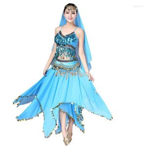 Stage Wear Dance Costumes Bollywood Performance Dress Sari Dancewear Women Kid Belly Costume Set 3 Pcs/Set (Top Skirt Veil)