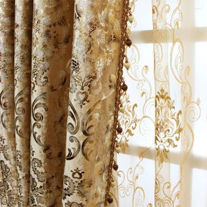 Curtain Curtains For Living Dining Room Bedroom Royal Classic Gold Floor To Ceiling Windows Bay Window Screenwhite Tulle Velvet Blackout